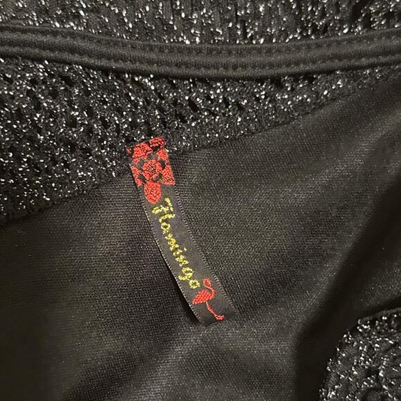 Black mesh one shoulder bodycon mini party dress silver sparkle - Picture 2 of 8